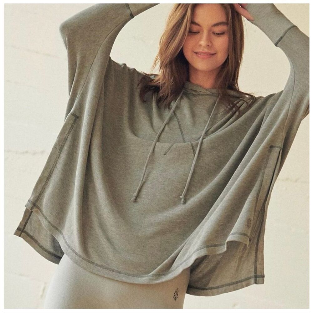 Free People Swingin It Hoodie Green Women Size Small Oversized Baggy Lounge Stre